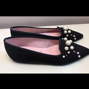 PRETTY BALLERINAS Swarovski crystals, black leather, new